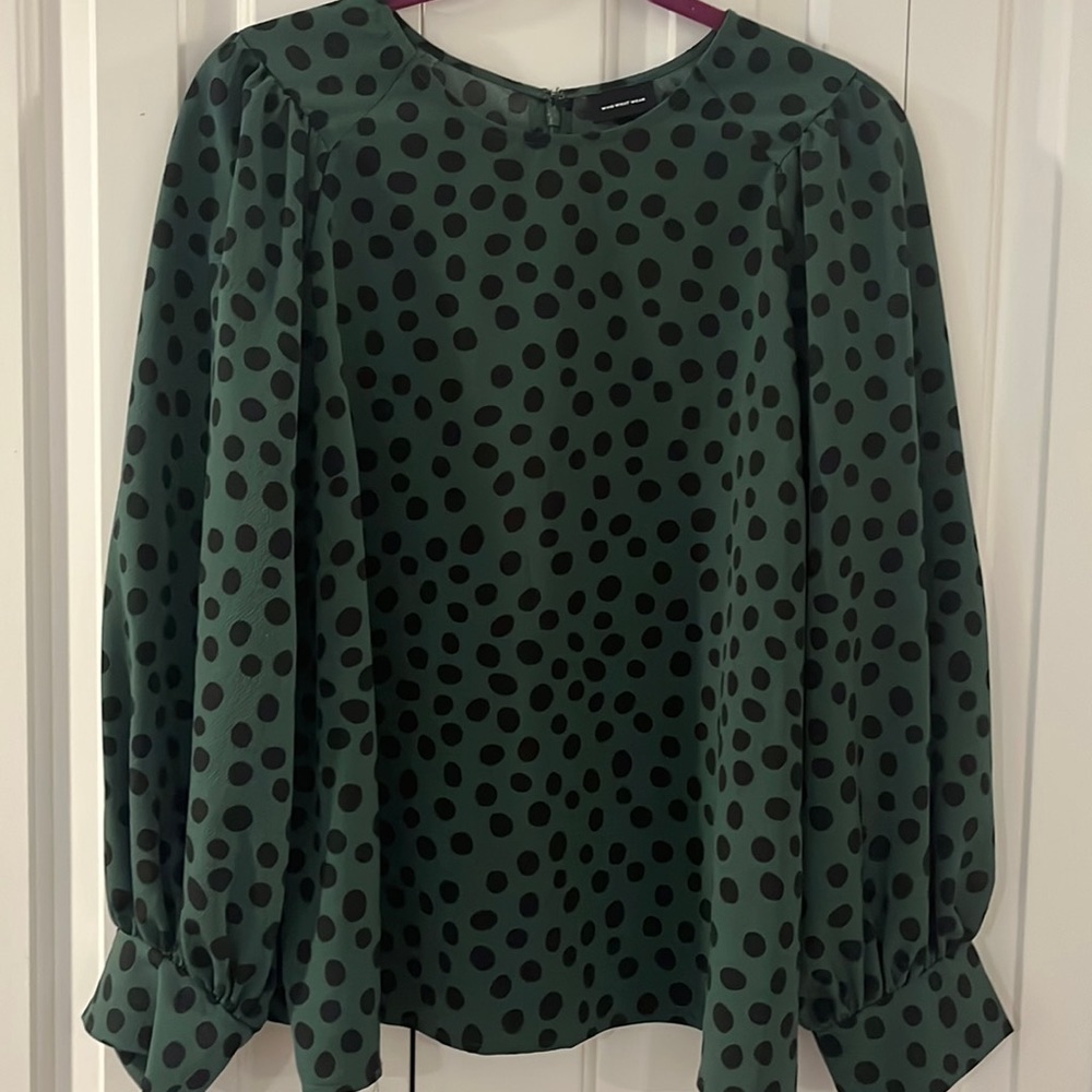 Green polka dot dress shirt